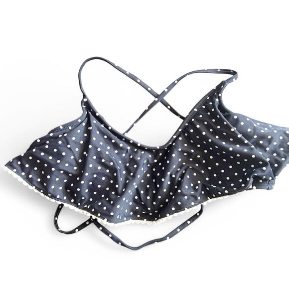 Xhilaration Polka Dot Bikini Top Navy Blue White Swimwear Size M Medium - Picture 1 of 6